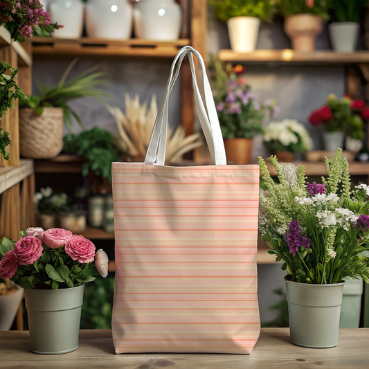 Peachy Stripes Tote Bag