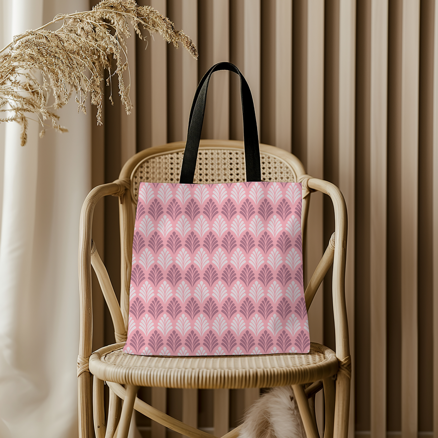 Rosy Leaves Canvas Tote Bag