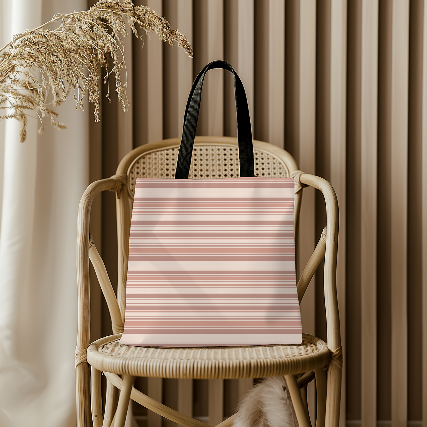 Soft Blush Lines Canvas Tote Bag