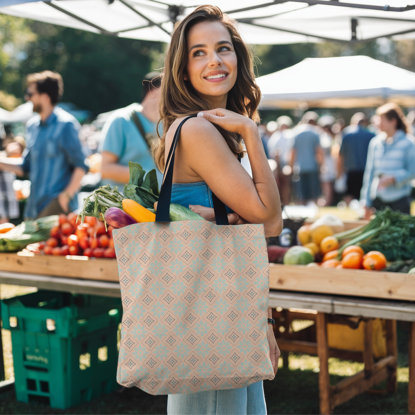 Peachy Diamond Canvas Tote Bag