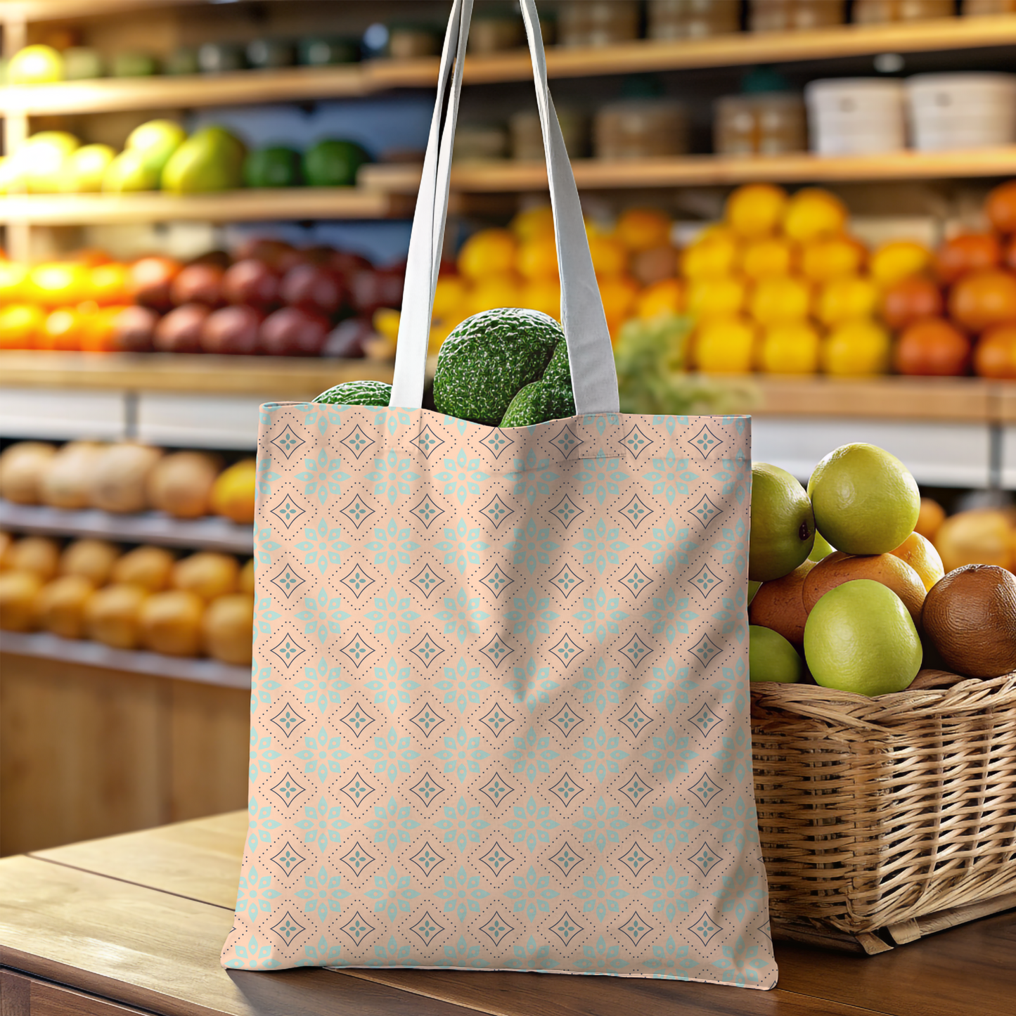 Peachy Diamond Canvas Tote Bag