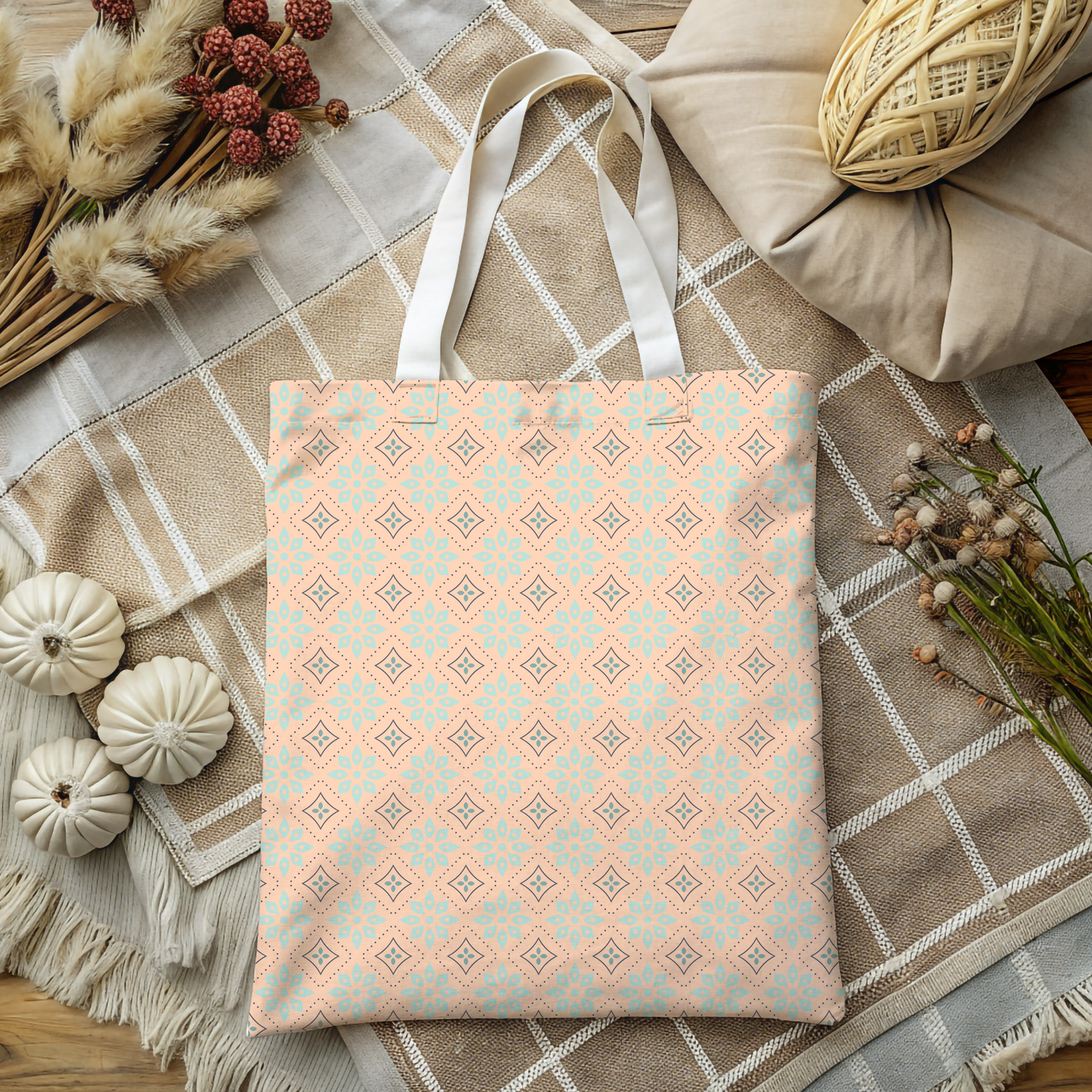 Peachy Diamond Canvas Tote Bag