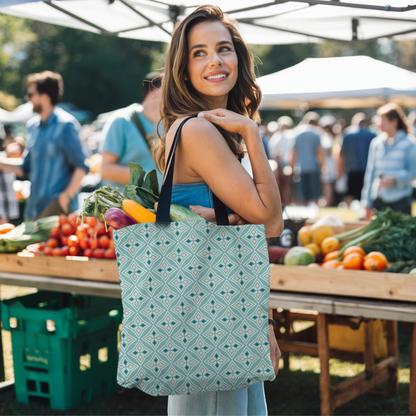 Mint Mosaic Canvas Tote Bag