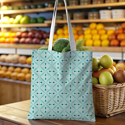 Mint Mosaic Canvas Tote Bag