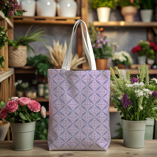 Lavender Lattice Bloom Tote Bag