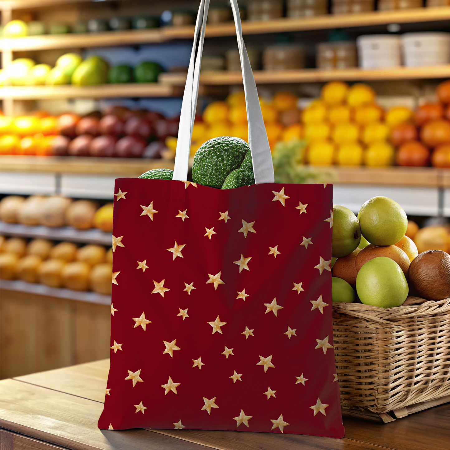 Burgundy Starlight Tote Bag