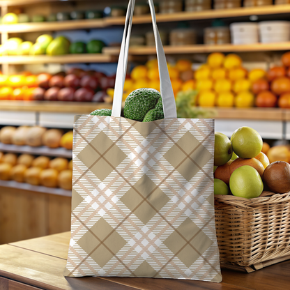 Modern Neutral Plaid Tote  Bag