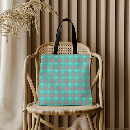 Mint & Gray Dots Canvas Tote Bag