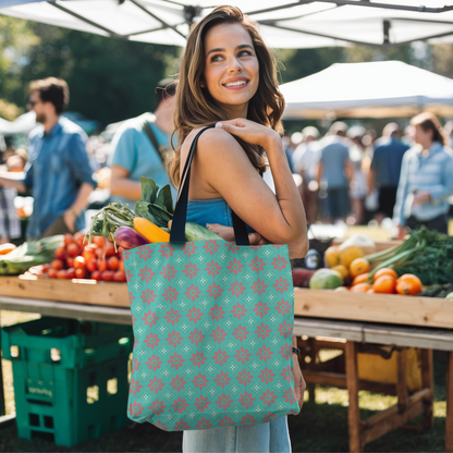 Mint & Gray Dots Canvas Tote Bag