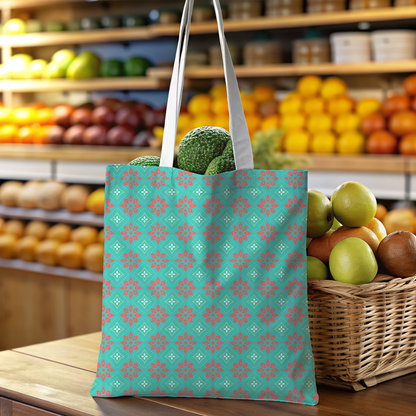 Mint & Gray Dots Canvas Tote Bag