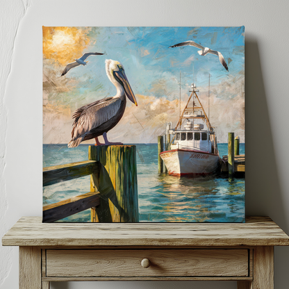 Peliguin On Pier Wall Art