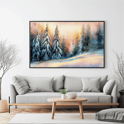 Winter Pines Watercolor Poster