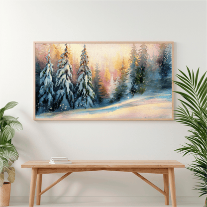 Winter Pines Watercolor Poster