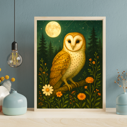 Moonlight Owl Poster