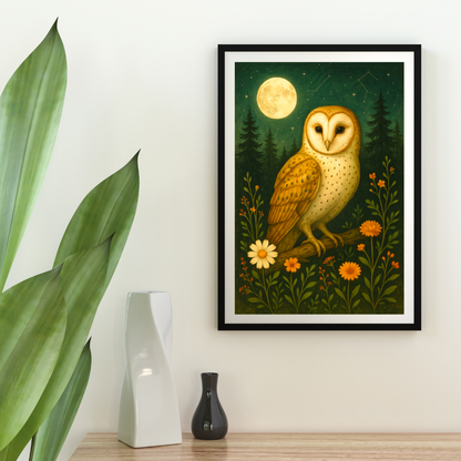 Moonlight Owl Poster