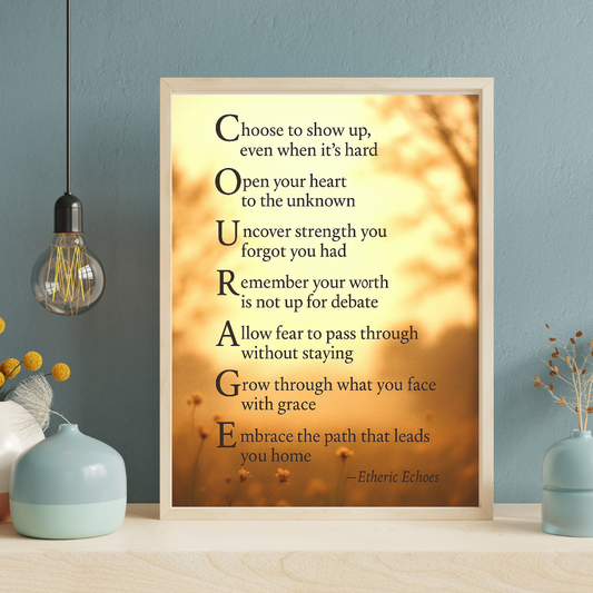 Courage Poem Poster A Gentle Reminder to Keep Your Heart Open
