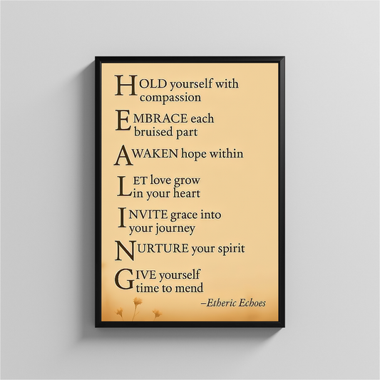 Healing Affirmation Wall Art Inspirational Self Care Quote Poster