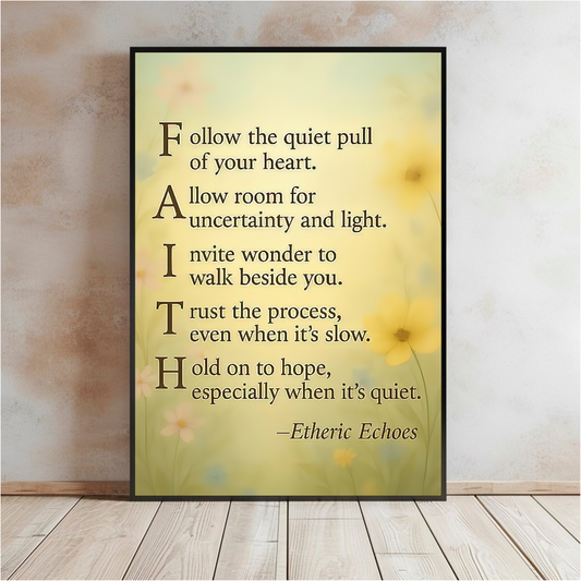 Faith Inspirational Wall Art Motivational Quote Poster for Hope and Encouragement