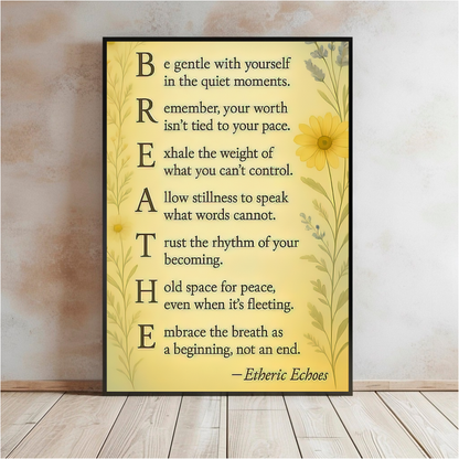 Breathe Mindfulness Wall Art Calming Inspirational Quote Poster