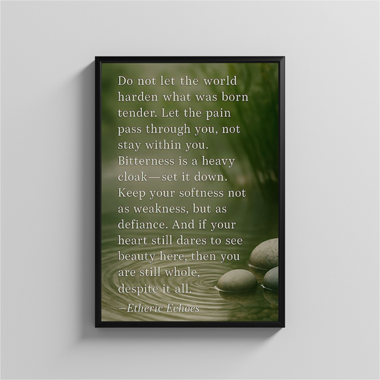 Inspirational Healing Quote Wall Art Stay Tender Green Zen Nature Poster