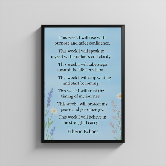 Weekly Affirmations Poster This Week I Will Motivational Wall Art