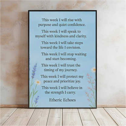 Weekly Affirmations Poster This Week I Will Motivational Wall Art