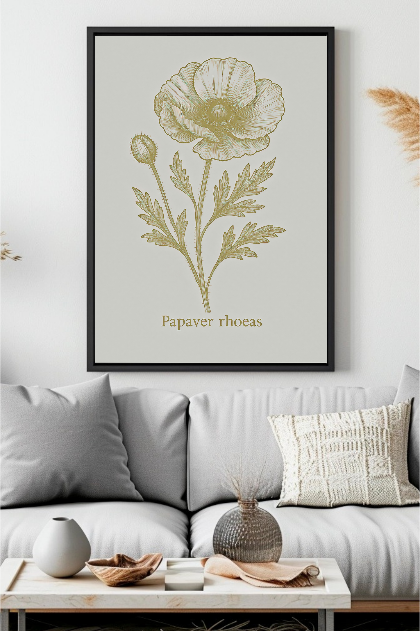 Vintage Poppy Botanical Wall Art – Elegant Floral Print for Nature Lovers