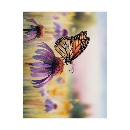 Butterfly On Coneflower Watercolor Poster