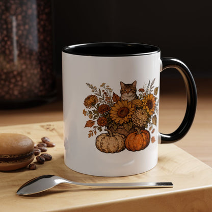 Fall Floral Cat Graphic Coffee Mug Product