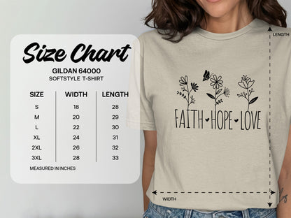 Faith Hope Love Floral Design T-Shirt product type