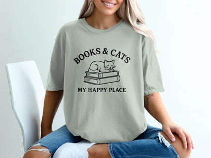 Books and Cats My Happy Place Oversized Tee product