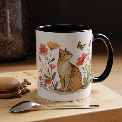 Cat with Butterflies Beautiful Art Mug