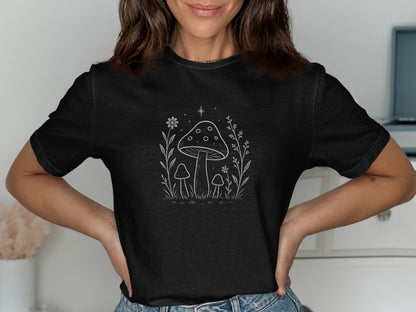 Whimsical Mushroom and Floral Design T-Shirt product