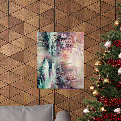 Winter Forest Stream Watercolor Poster