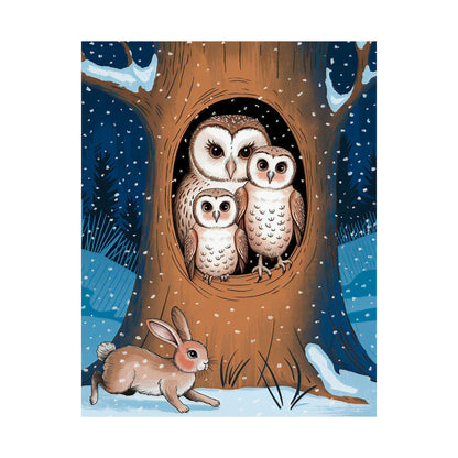 Owl Family In Tree Poster