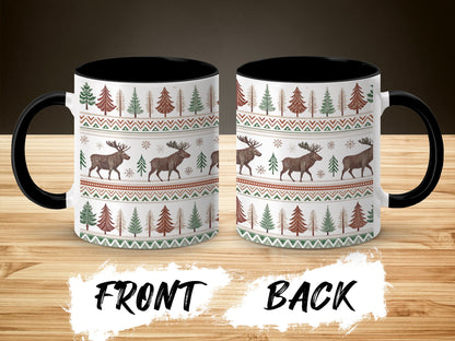 Cozy Woodland Forest Moose and Pine Tree Mug