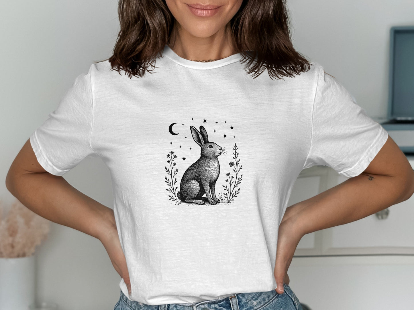 Moon and Stars Bunny Graphic T-Shirt product type