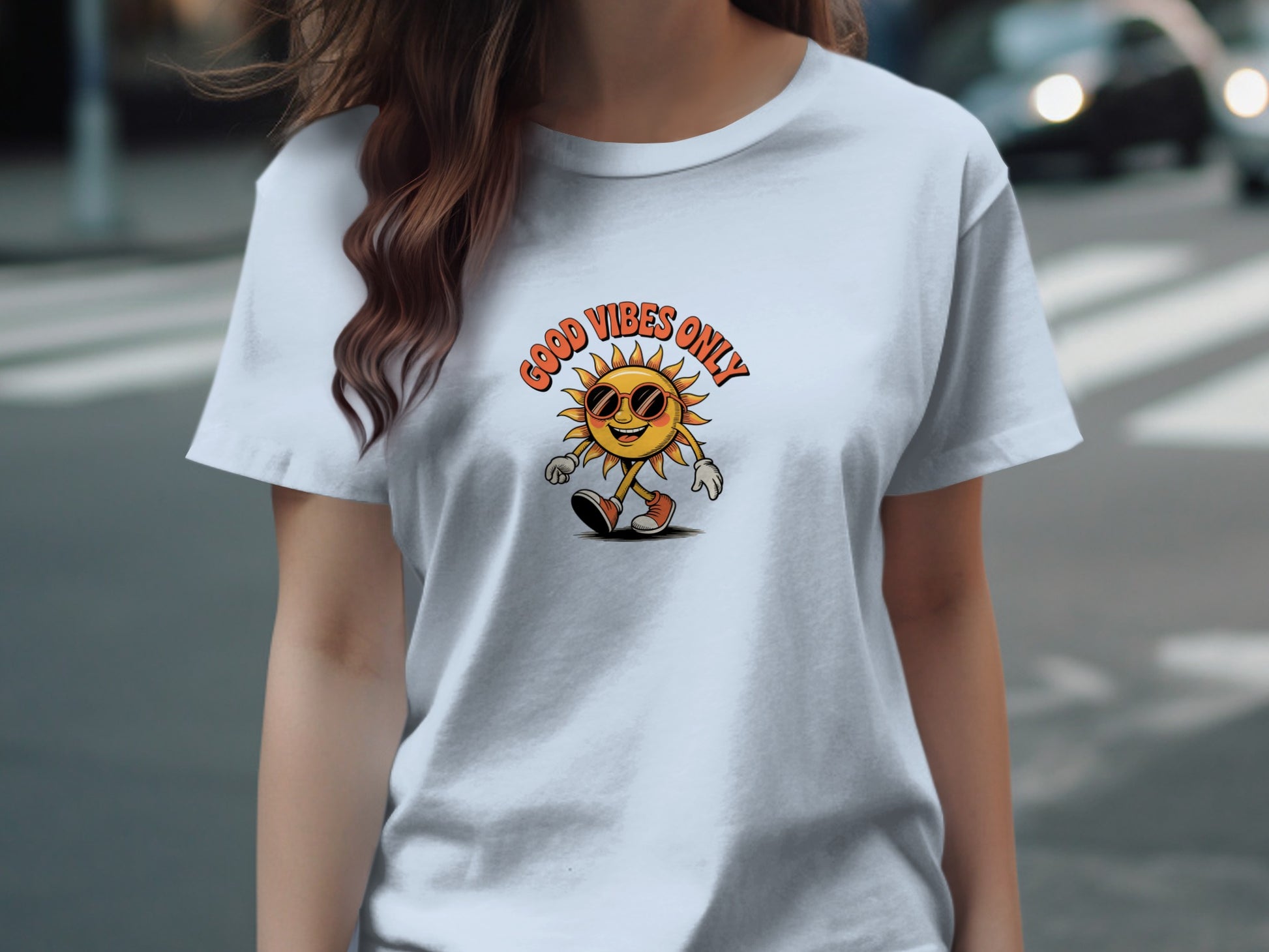 Good Vibes Only Sun Character Graphic T-Shirt product