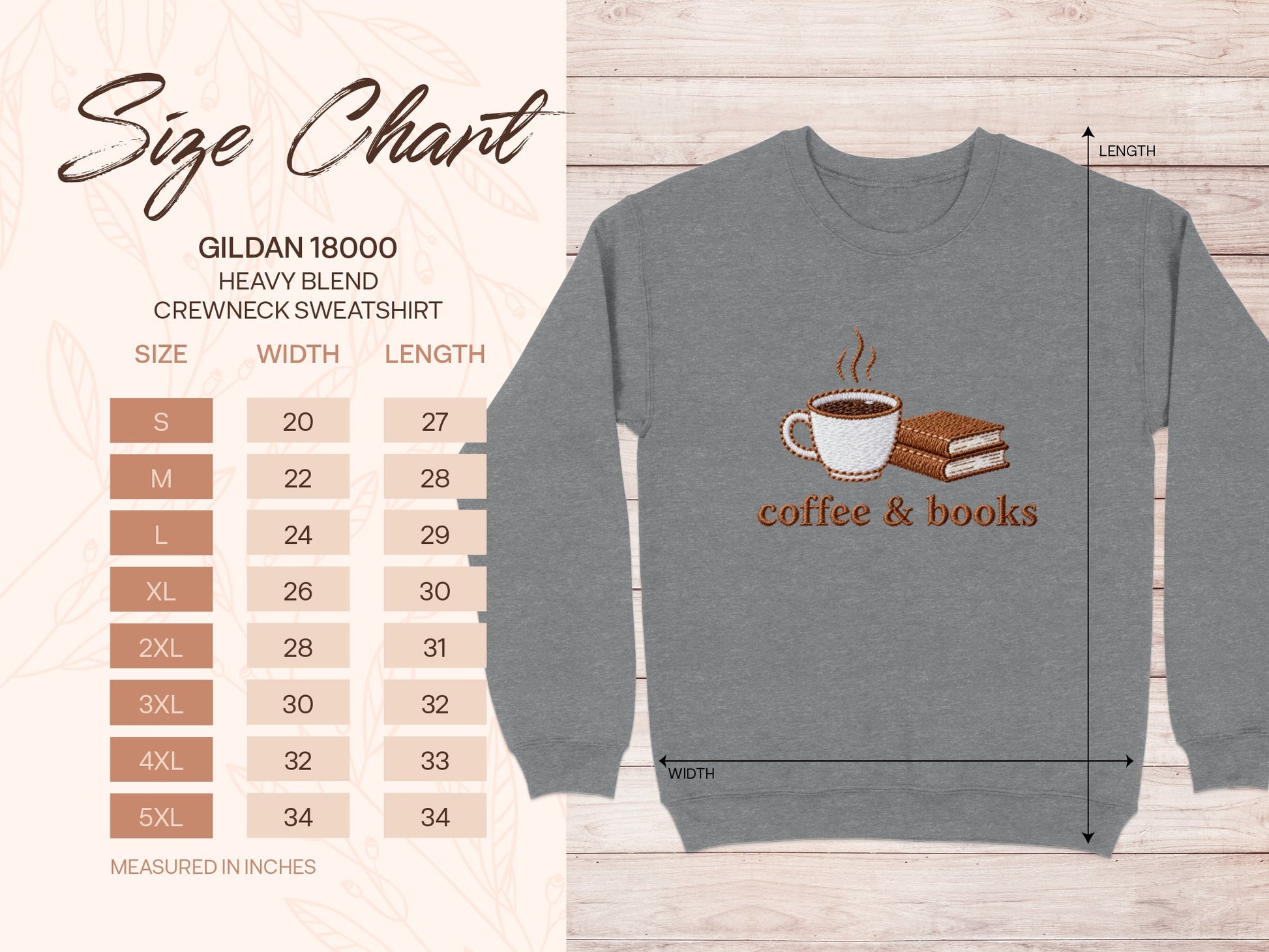 Coffee and Books Design Crewneck Sweatshirt