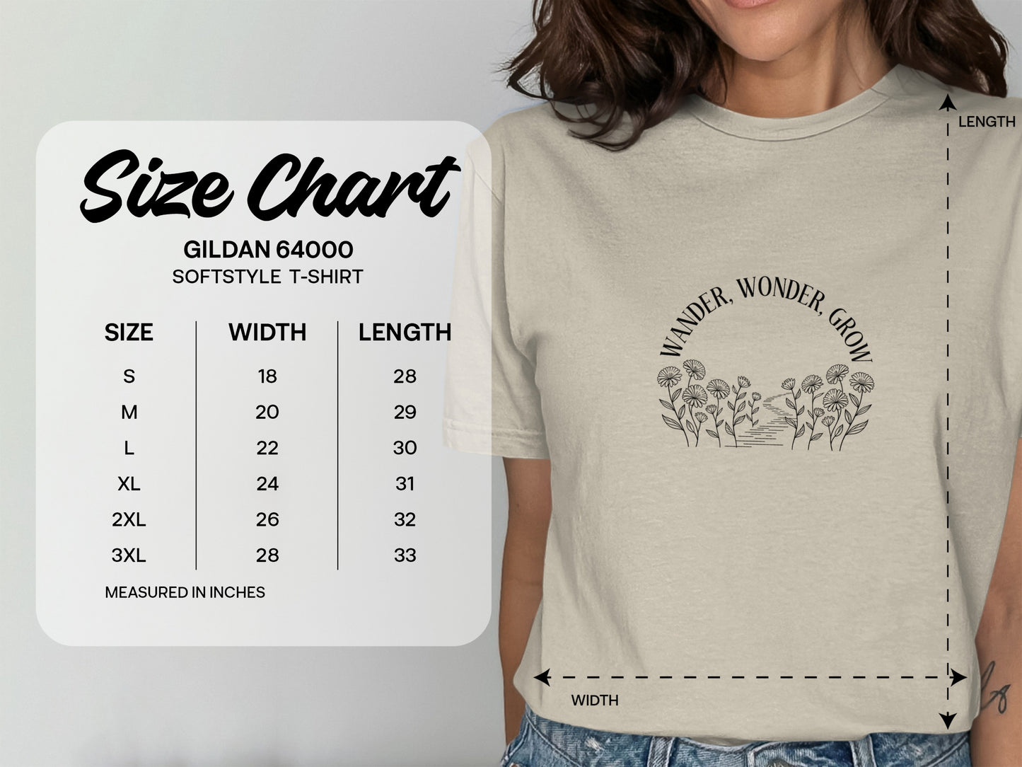 Wander Wonder Grow Gildan 64000 Softstyle T-Shirt product