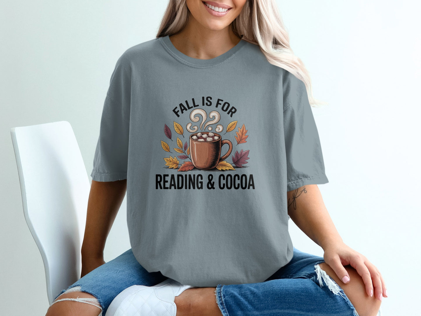 Fall is for Reading and Cocoa Graphic T-shirt product