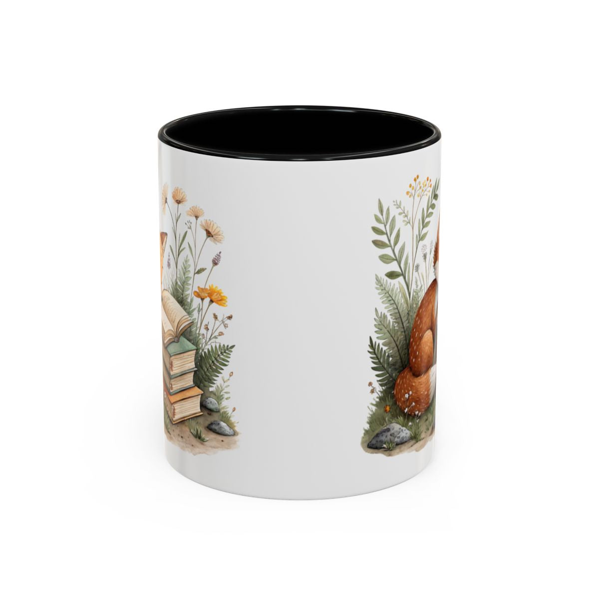 Charming Woodland Fox and Books Design Mug