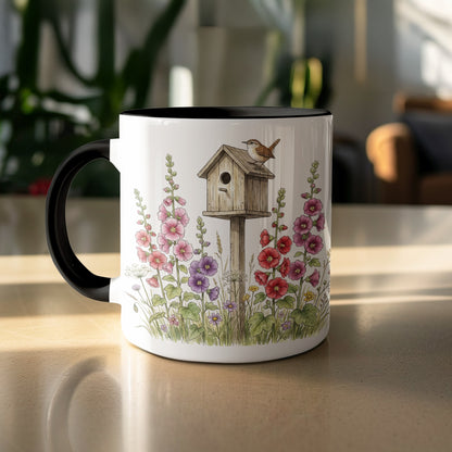 Birdhouse and Flowers Artwork Mug Stunning Design