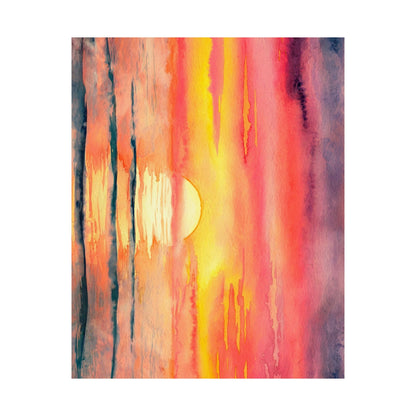 Ocean Sunset Watercolor Poster