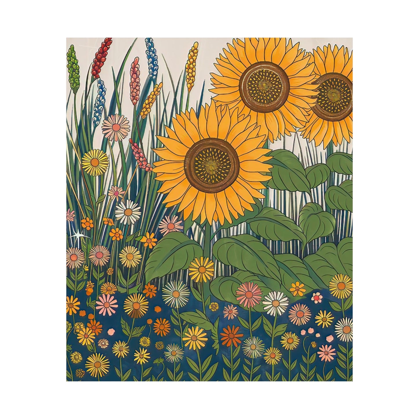 Sunflower With Wildflowers Poster