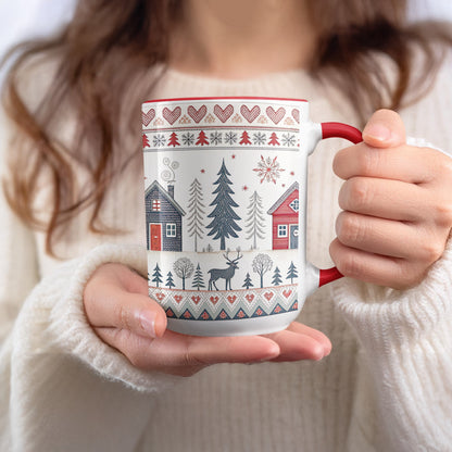 Festive Holiday Mug with Winter Village Scene