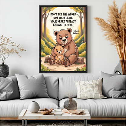 Bear Hug Wall Art Printable Don't Let The World Dim Your Light Inspirational Decor