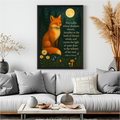 Fox Under Moon Inspirational Quote Wall Art - Digital Download