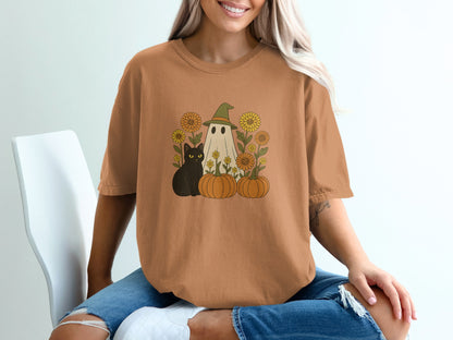 Halloween Ghost Cat Pumpkin Graphic Tee product