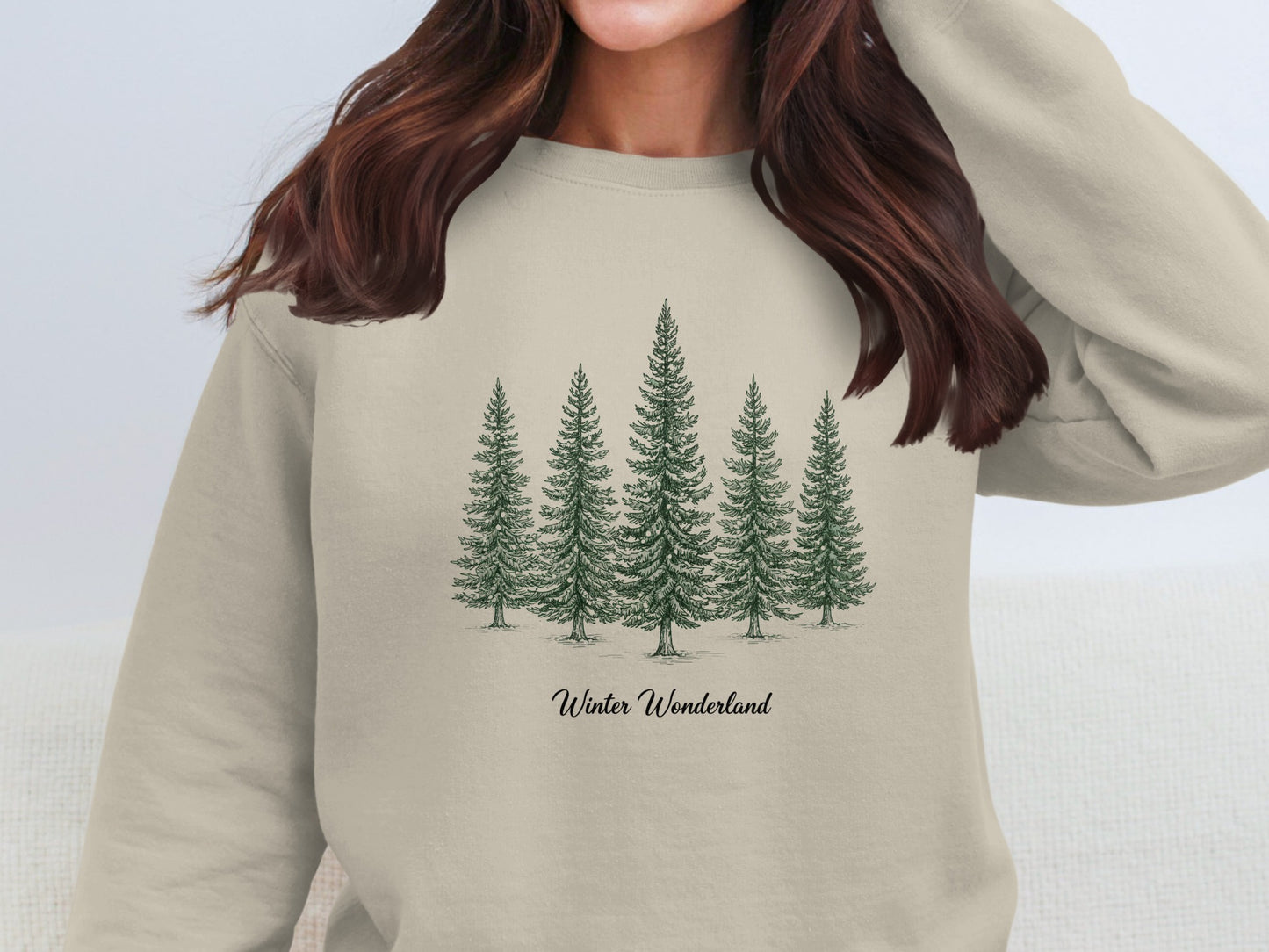 Winter Wonderland Sweater with Evergreen Trees Design